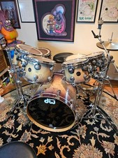 2002 DW Collector's Series Mappa Burl Black Burst 7pc Drum set Mint picture