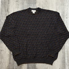 VTG Tricots St. Raphael Pure New Wool Multicolor Knit Pullover Sweater Mens XL picture