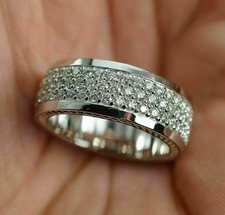 2Ct Moissanite Cut Men's Wedding Engagement Band Ring 14K White Gold Plated picture