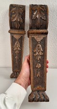 Antique 18th Century Carved Oak Wood Pilaster Columns Hairy Paw English Flemish picture