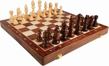 15'' Walnut Chess Set with Storage Board for Adults & Children, 2 Players picture