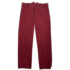 Vintage 60s Cactus Concha’s Canvas Buckle Back Pants 38x30 Cowboy Crimson Red picture
