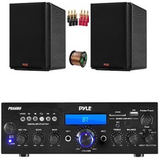 Pyle 200W Bluetooth Stereo Receiver, 2x 5.25” 200W Home Speakers, Banana Plugs picture