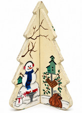 Handcrafted Country Farmhouse Painted Four Season Wood Christmas Tree Decor picture