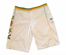 Vintage ROXY Women’s Board Shorts Size 7 White Multicolor Graphic  picture