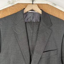 Hickey Freeman Suit Mens 40R Gray Solid 2 Button 100% Wool Pants 34x29 Flat picture