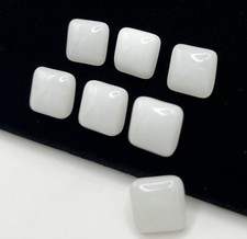 (7) NOS Dimi White Milk Glass Czech Glass Shank Square Buttons VTG picture