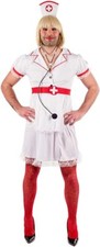 Mens Naughty Nurse Costume M L XL Adult Male Funny Bachelor Drag Party Dress picture