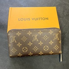 Women's Brown Monogram Zip-Around Long Wallet with Coin Pocket  Gold-Tone Zipper picture