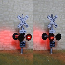 2 x HO scale railroad crossing signals 2 tracks + 1 circuit board flasher #SL4 picture