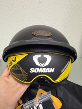 SOMAN Motorcycle Half Helmet Matte Black with Flip Down Sun Visor DOT Size L picture