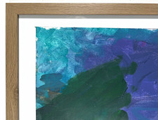 Framed Abstract Painting - Blue Green Purple, Matted & Framed picture