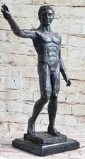 Signed Collectibles Rodin Nude Bronze Male Sculptures Bookend Art Book End Decor picture