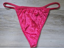 Rare Vintage Y2K Victoria's Secret Red Velvet Velour Thong String Panties L picture