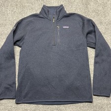 Patagonia Sweater Mens Medium Blue Better Sweater 1/4 Zip Fleece Pullover Logo picture