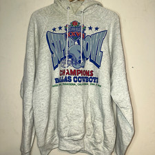 Vintage 1993 Dallas Cowboys Super Bowl XXVII Champs Gray Pullover Hoodie Mens XL picture
