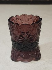 Vintage Fenton LG Wright Daisy & Button Footed Purple Amethyst Toothpick Holder picture
