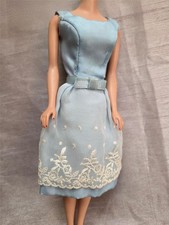 Vintage 1966 Barbie Reception Line #1654 Dress Blue Lace Floral Taffeta 1960s picture