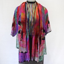 NEW Dilemma Plus Macke Inspired 100% Silk Caftan Wrap Scarf Set OS Fits XL 1X 2X picture