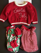 Little Sleepies Christmas P Bundle, Cookies For Santa, Baby, Candy Cane Stripe picture