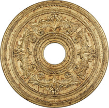 Vintage Gold Leaf Ceiling Medallion with Gilded Accents, 22
