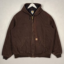 Carhartt J141 DKB Sierra Sherpa Lined Sandstone Duck Jacket Mens 2XL Brown picture