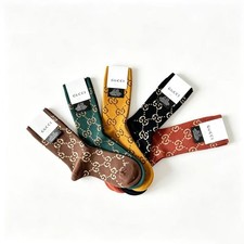 Gucci GG Monogram Crew Socks Unisex Knit Socks New With Tag Multi‑Color picture