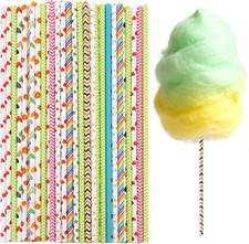 50Pcs Cotton Candy Sticks Cones, 13.78 Inch Random Color Candy Supplies, Paper S picture