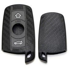 Carbon Fiber Pattern Soft Silicone Key Fob Cover For BMW First Gen Keyless Fob picture