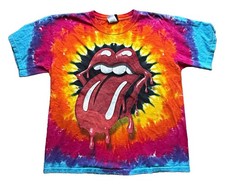 Vintage Liquid Blue Rolling Stones Tie-Dye Band Tee T-Shirt Size M picture