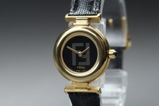 [Near MINT+] FENDI Orologi 320L 23mm Gold Black Quartz Women's Watch From Japan picture