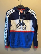 Kappa Hoodie Pullover Spellout Mens Medium Logo Sweatshirt Red White Blue Y2K picture