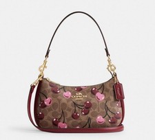 NWT COACH Teri Signature Leather Shoulder Bag With Cherry Print CY694 picture