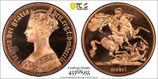 1851 Dated Great Britain Gothic St. George Copper Crown 40 Gram PCGS Pf 66 Cameo picture