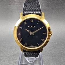 Gucci 2200L Watch Women 25mm Black Dial Gold Tone Round New Battery Swiss picture