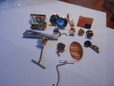 VTG 1950S TO 1990S GRAMPAS JUNK DRAWER CUFFLINK PINS TIE TACKS CLIP picture