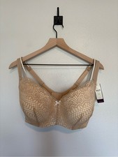 NWT Cacique Modern Linear Floral Lace Balconette Bra Tan 38F picture