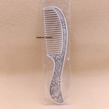 Pure 999 Fine Silver Floral Rose Comb Beauty Scalp Massage Tool 59-60g 6.1inch picture