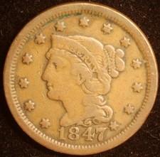 1847 Braided Hair Cent 1847/47 picture
