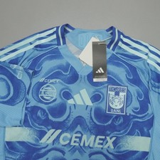 Adidas Tigres UANL Away Authentic Jersey Tiger Graphic Blue Size L NWT Soccer picture