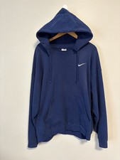 Vintage 90s Nike Hoodie Sweatshirt Navy Swoosh Logo Size Men’s XL Made In USA picture