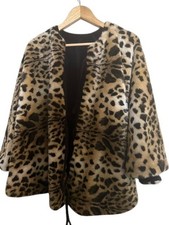 Faux Fur Leopard Print Cape / Poncho – One Size Donna Salyers Fabulous Furs picture