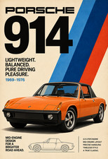 Porsche 914 Vintage Retro Car Classic 1970s Sports Car Automotive Poster 13x19 picture