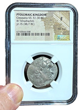 Egypt Cleopatra VII Silver AR Tetradrachm, Ptolemaic Kingdom, 37 BC, NGC-Fine picture