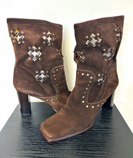 Dolce & Gabbana Women’s Brown Suede Studded Western Mid-Calf Boots EU 41 picture