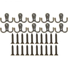 10Pcs Antique Bronze Hooks Twin Double Robe Coat Door Wall Bedroom Dress Clothes picture