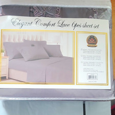 PAPAPIYAY Elegant Comfort Lace 6pcs Queen Sheet Set Gray 100% Microfiber Wrinkle picture