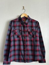Dixxon Flannel Shirt Red Black Plaid Long Sleeve picture