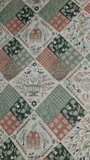 VTG HTF Cotton Fabric Diamond Squares Pattern House,Birds,Flowers Etc 3 Yards  picture