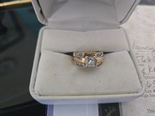 14k yellow gold diamond ring size 5 solitare plus gold and diamond guard picture